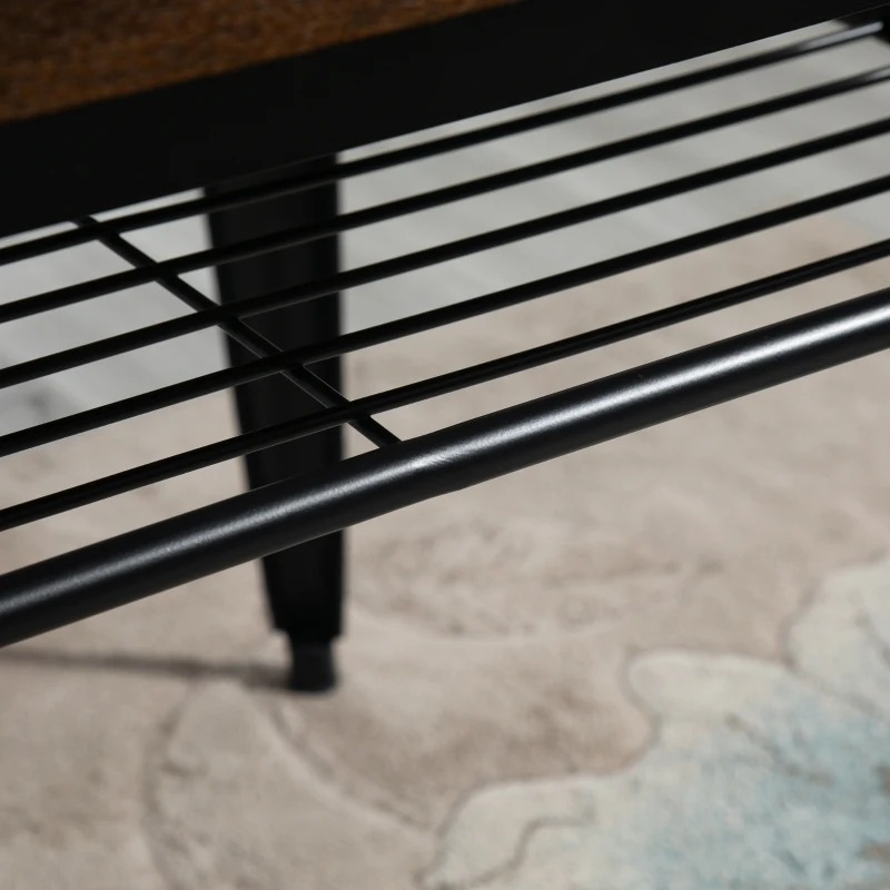 HOMCOM Industrial Dining Table Bar Table with Grid Storage Shelf, Pub Desk with Metal Frame for Living Room, Kitchen, Bedroom