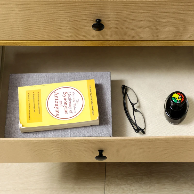 HOMCOM 4-tier Storage Shelving Unit with 2 Fabric Drawers, Modern Bookshelf with Open Shelves for Living Room, Home Office, Bedroom, Oak