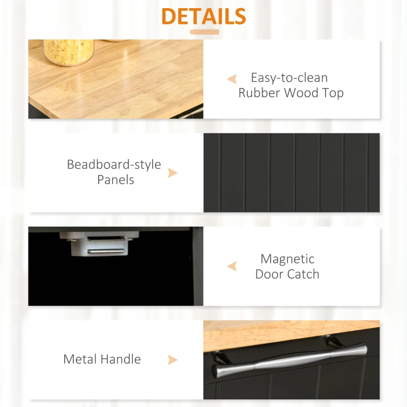 HOMCOM Rolling Kitchen Island, Kitchen Cart on Wheels with 2 Storage Drawers, 2 Door Cabinets and Towel Rack for Dining Room (Black, 2-Doors)