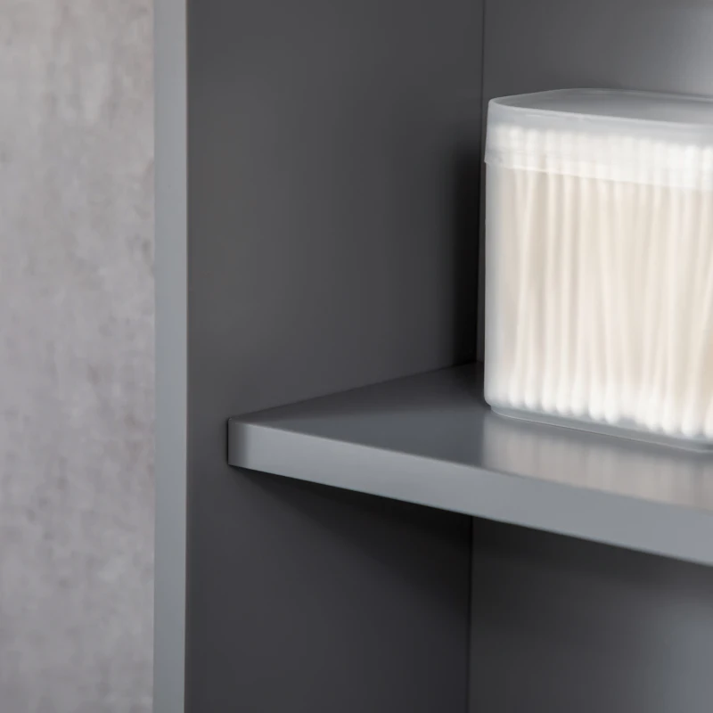 kleankin Bathroom Mirror Cabinet, Wall Mounted Medicine Cabinet with Door and Shelves, Grey