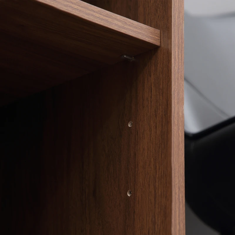 HOMCOM Industrial Wine Bar Cabinet, Liquor Cabinet for 6 Bottles, Sideboard with Sliding Door, Tempered Glass Top, Adjustable Shelf for Home Bar, Dining Room, Walnut