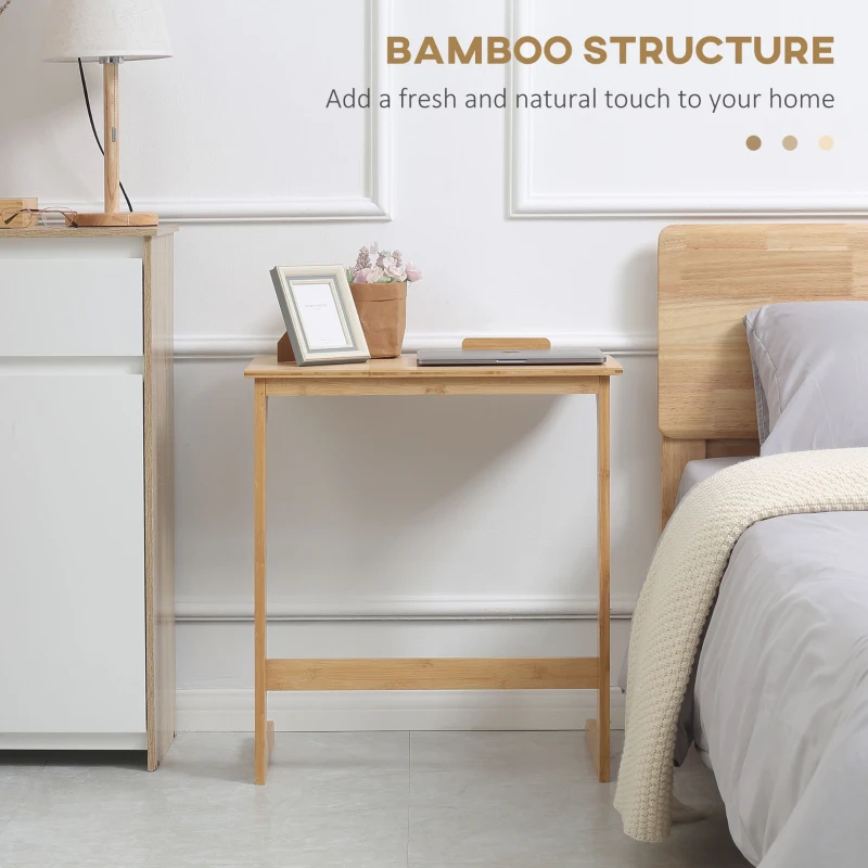 HOMCOM C-Shaped Side Table, End Table, Under Sofa Table with Bamboo Frame for Living Room, Bedroom, Natural