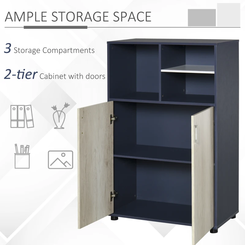 HOMCOM Multifunctional Bookcase with Doors Display Shelves Storage Cabinet for Books, Photos, Decorations, Home Office