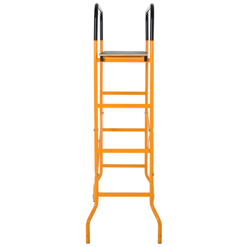 HOMCOM 4-Step Steel Scaffold Organizer Platform 2 Wheels for Easy Movement Non-Slip Design, for Indoor Outdoor Installation of Components and Parts, 45.25''x22.5''x70.75''