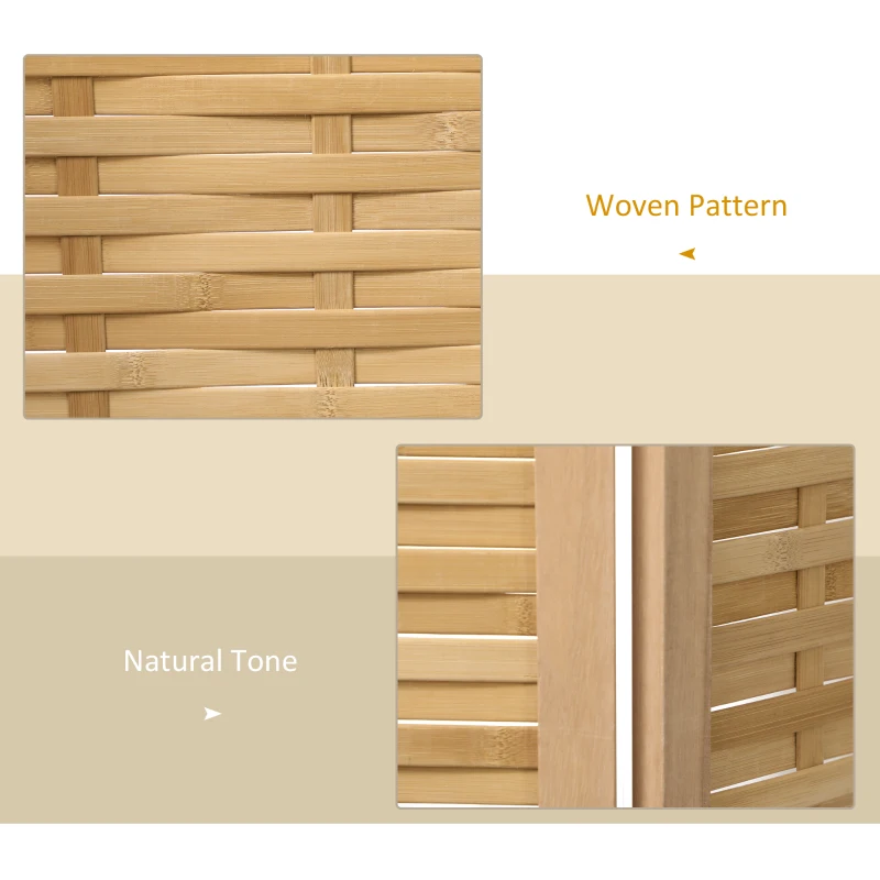 HOMCOM Hand Woven Room Divider, 4 Panel Bamboo Folding Privacy Screen for Home Office, 47.25"x67"x0.75", Natural