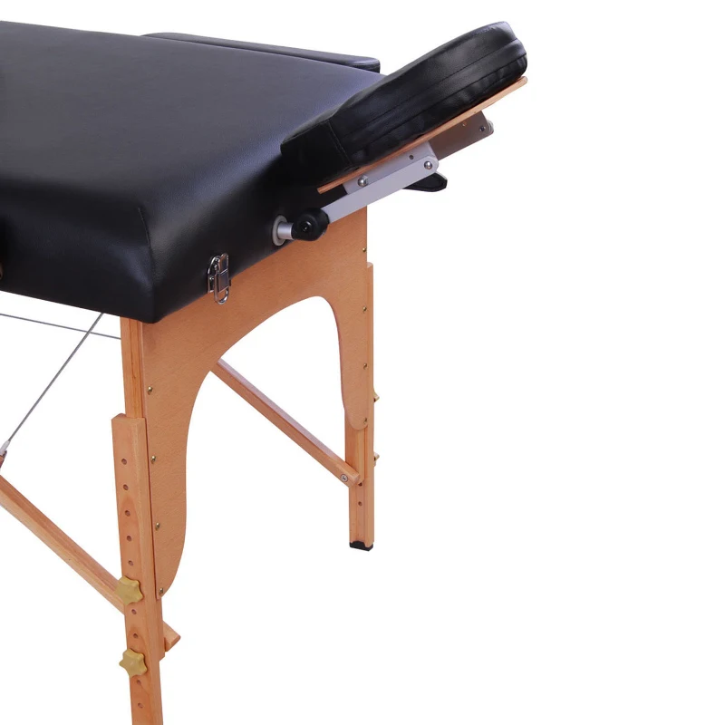 HOMCOM 91" 3 Section 4" Pad Foldable Massage Table Spa Facial Couch Bed w/ Carry Case Black