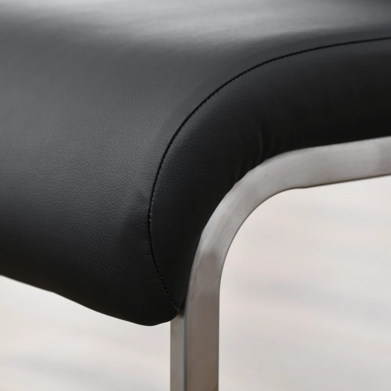 HOMCOM Set of 2 Dining Chairs High Back PU Leather Upholstered Accent Chairs for Kitchen Living Room with Cantilever Steel Frame, Black