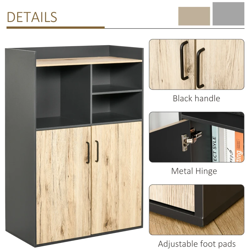 HOMCOM Multipurpose Bookcase with Doors Display Storage Cabinet for Books, Photos, Decorations, Home Office Organizer