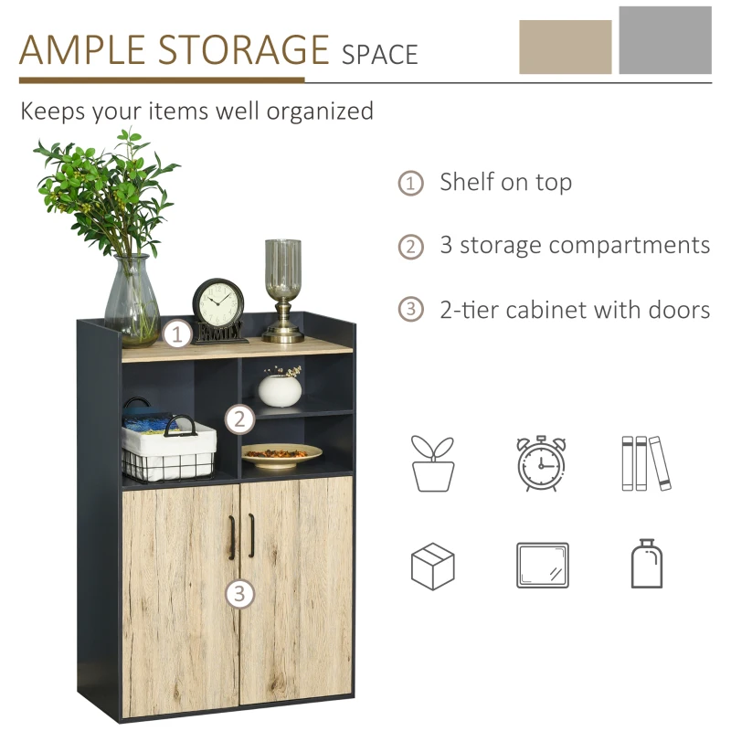 HOMCOM Multipurpose Bookcase with Doors Display Storage Cabinet for Books, Photos, Decorations, Home Office Organizer