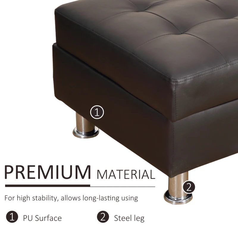 HOMCOM Convertible Adjustable 3-Position Futon Set Sofa Bed Couch Chaise Lounge with Ottoman and 2 Pillows