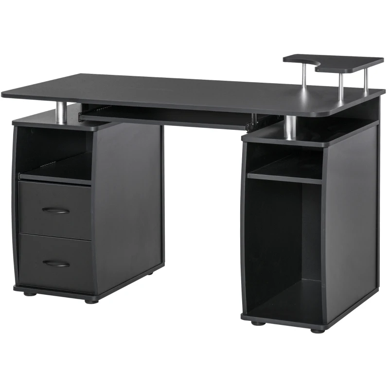 HOMCOM Computer Table Desk PC Desktop Drawer Home Office Furniture Black