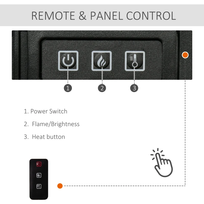 HOMCOM 32" Electric Fireplace with Mantel, Freestanding Heater with LED Log Flame, Overheat Protection and Remote Control, 1400W, Dark Brown