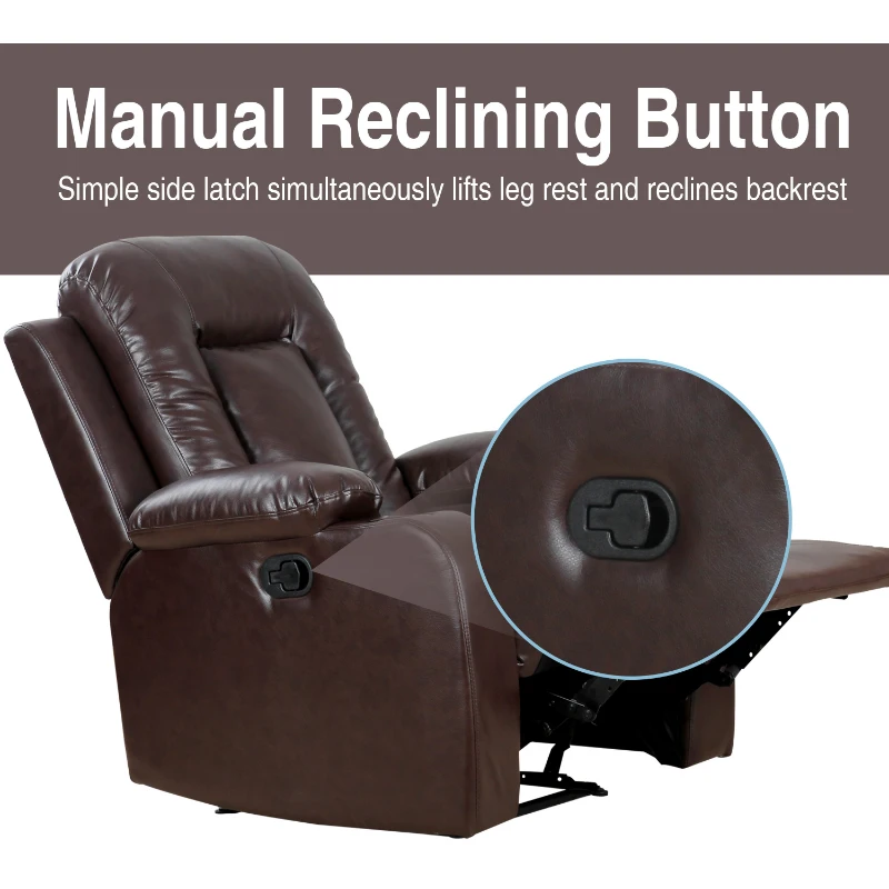 HOMCOM Manual Recliner Chair Lounger Sofa Chair Overstuffed Home Office Brown