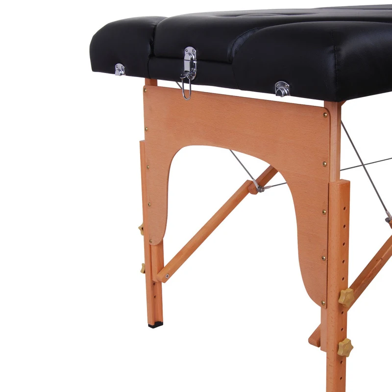 HOMCOM 91" 3 Section 4" Pad Foldable Massage Table Spa Facial Couch Bed w/ Carry Case Black