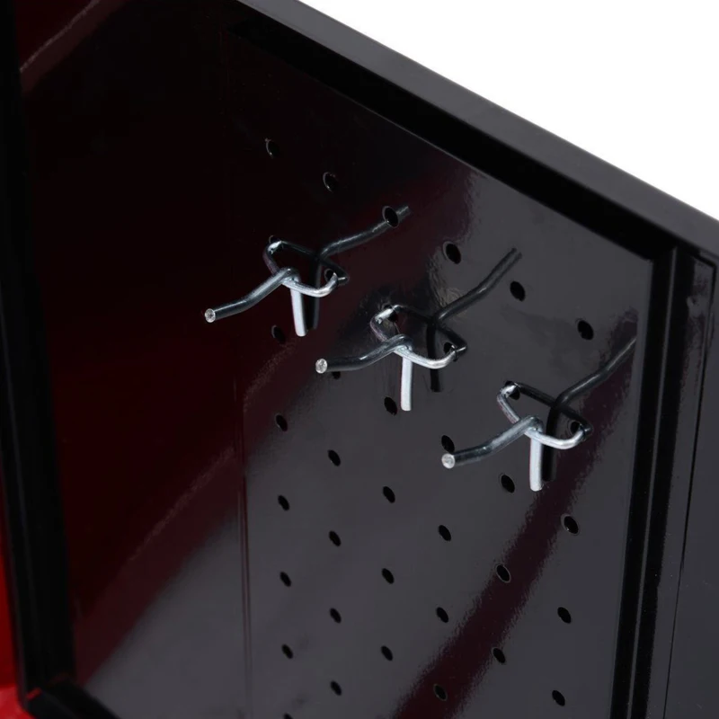 HOMCOM 20-Inch 2-in-1 Rolling Tool Cart Wheeled Storage Cabinet Organizer with Drawers - Black/Red