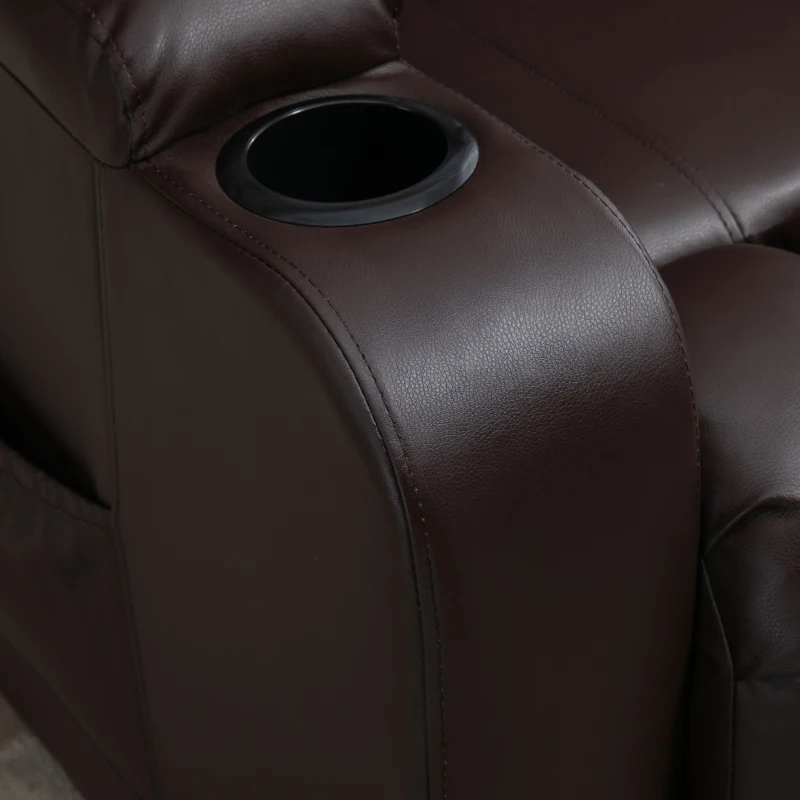 HOMCOM PU Leather Electric Power Lift Chair for Elderly Recliner Sofa with Cup Holders and Footrest (Brown)