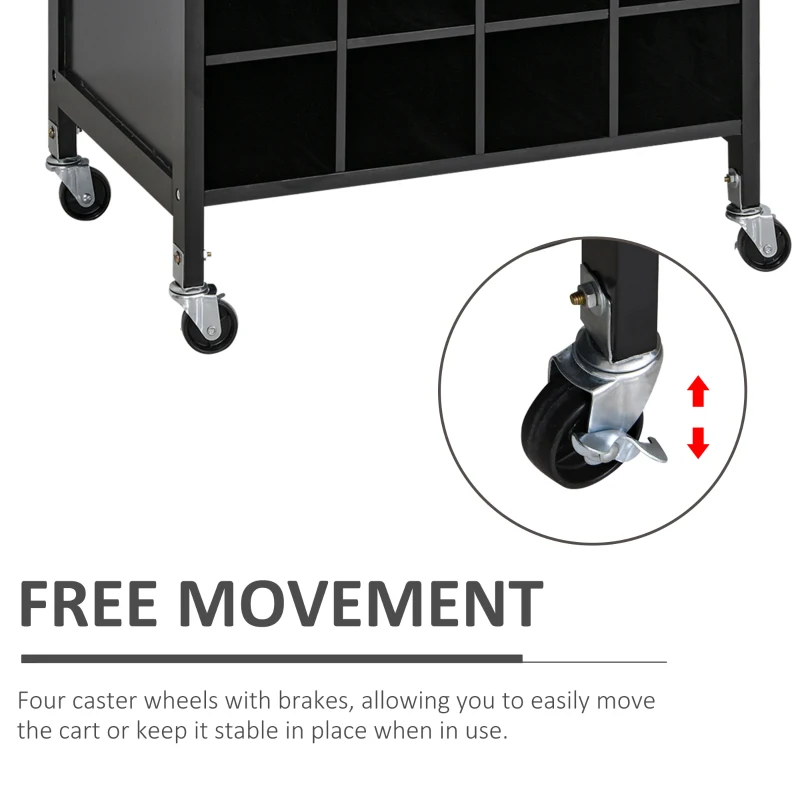 HOMCOM Rolling Kitchen Trolley Serving Cart with Drawer, Cup Holder and Wine Rack Storage Cabinet Kitchen Island Cart with Wheels, Black