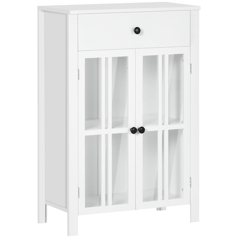 HOMCOM Kitchen Cabinet, Storage Cabinet, Sideboard Buffet Cabinet with Double Glass Doors for Kitchen, Dining Room, White