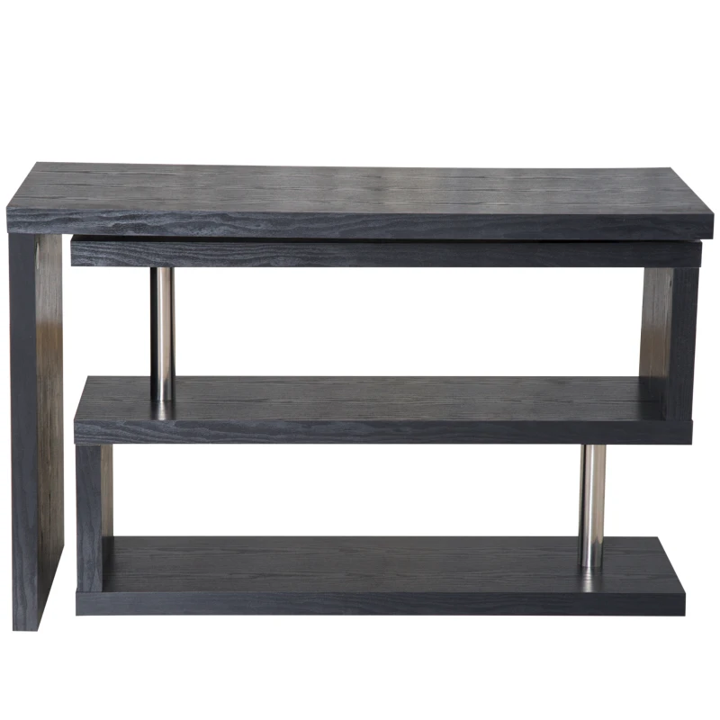 HOMCOM Pivoting Hollow Core Wood Computer Desk Storage Display Shelf Bookshelf Divider Black