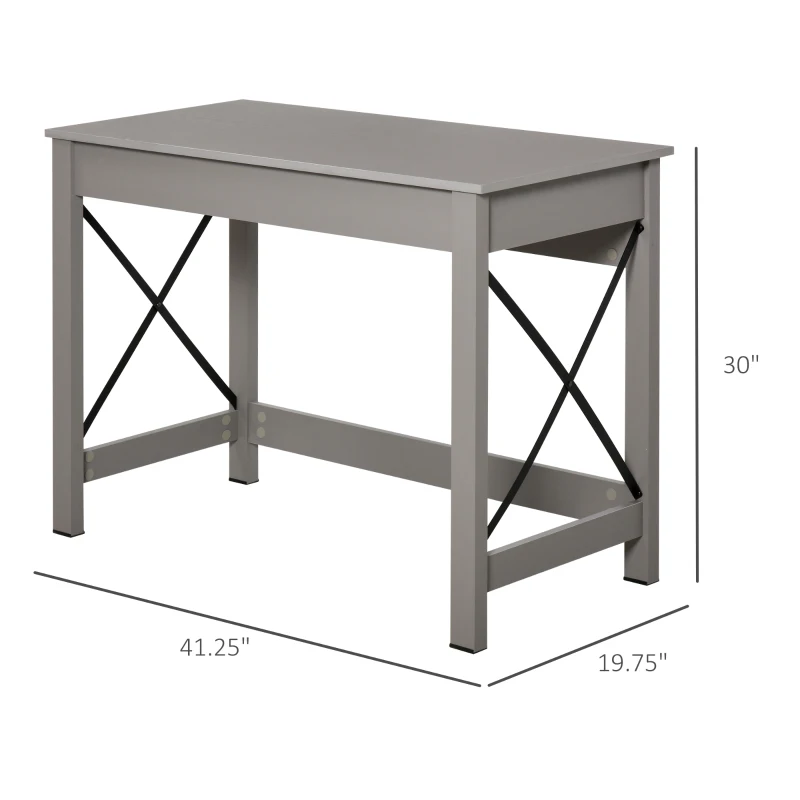 HOMCOM Rectangle Laptop Table Minimalist Style Home Office Computer Desk Writing Workstation  Grey Wood Grain