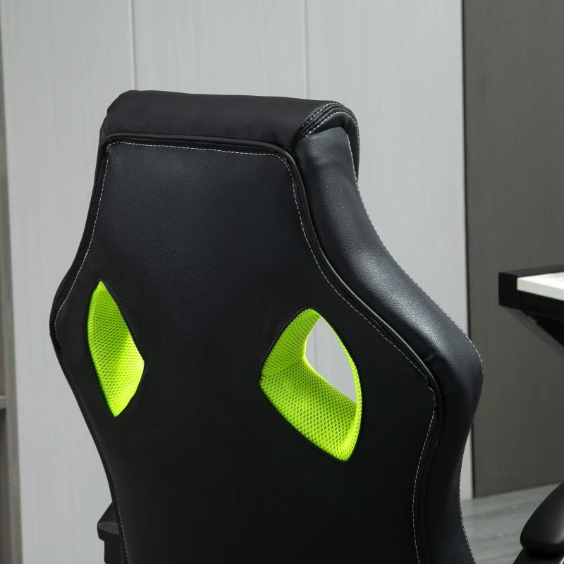 HOMCOM Racing Gaming Chair Office Chair Computer Desk Gamer Chair with Swivel Wheels, Padded Headrest, Tilt Function, Green