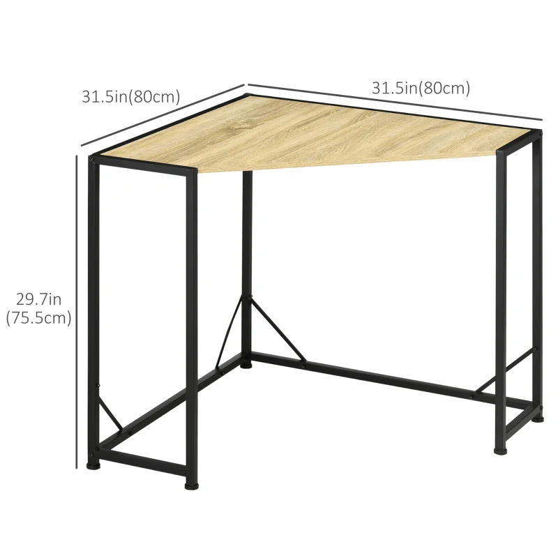 HOMCOM Corner Desk, Computer Writing Desk with Metal Frame for Small Spaces, Home Office, Natural