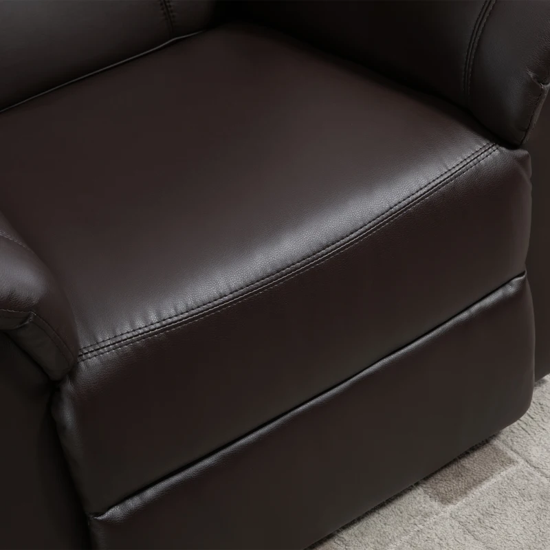 HOMCOM Electric Power Lift Chair for Elderly, PU Leather Recliner Sofa with Footrest and Remote Control for Living Room, Brown
