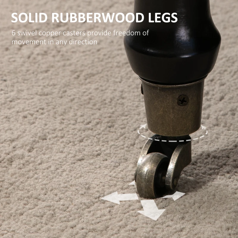 HOMCOM Mobile End of Bed Bench, Upholstered Bedroom Entryway Bench with Button-Tufted, Accent Ottoman with Nailhead Trim and Wheels, Gray