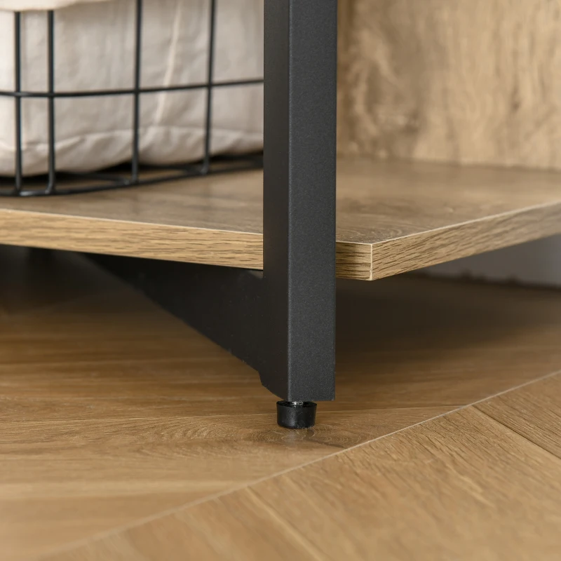 HOMCOM 4-Tier Freestanding Bookcase Bookshelf, Metal Frame Wooden Storage Organizer Shelf with Anti-toppling Design for Home Office, Oak & Black