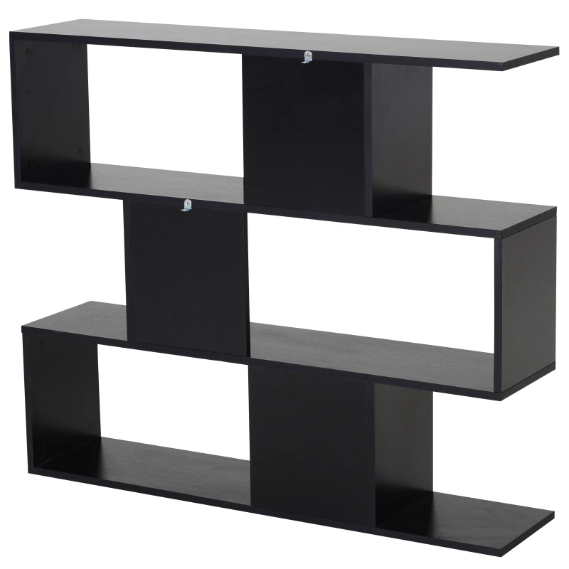 HOMCOM Versatile 3-tier Multi-Shelf Bookshelf Wood Stand Bookcase Storage Display Home Office Organizer, Black