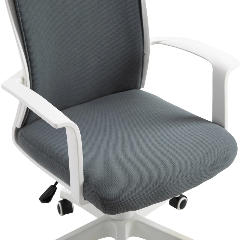 Vinsetto Office Chair High Back Mesh Office Chair 360° Swivel Rocking Height Adjustable with Headrest, Grey and White