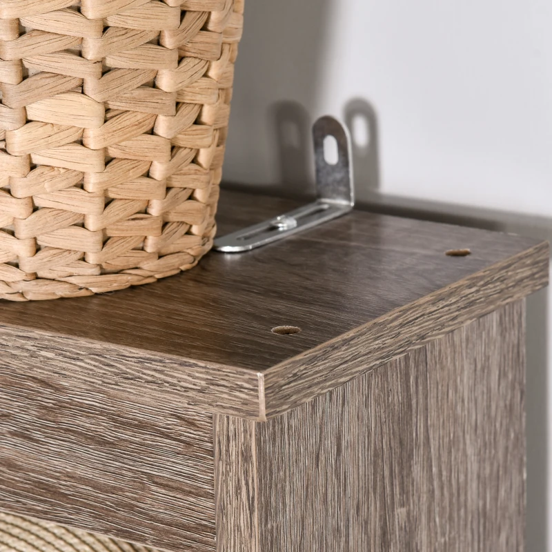 HOMCOM Coat Rack Wooden Hall Tree Storage Organizer Shoe Bench with Rack 3 Hooks for Hallway Foyer Bedroom Living Room Brown