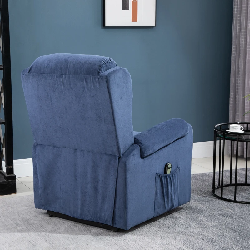 HOMCOM Electric Power Lift Recliner Velvet-Touch Fabric Chair with Remote Control for Elderly With Footrest, Reinforced Heavy Duty Reclining Mechanism, Living Room