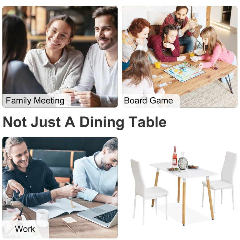 HOMCOM 47'' Mid-Century Modern Dining Table with Solid Wood Legs and Adjustable Feet Rectangular Kitchen Table for Dining Room