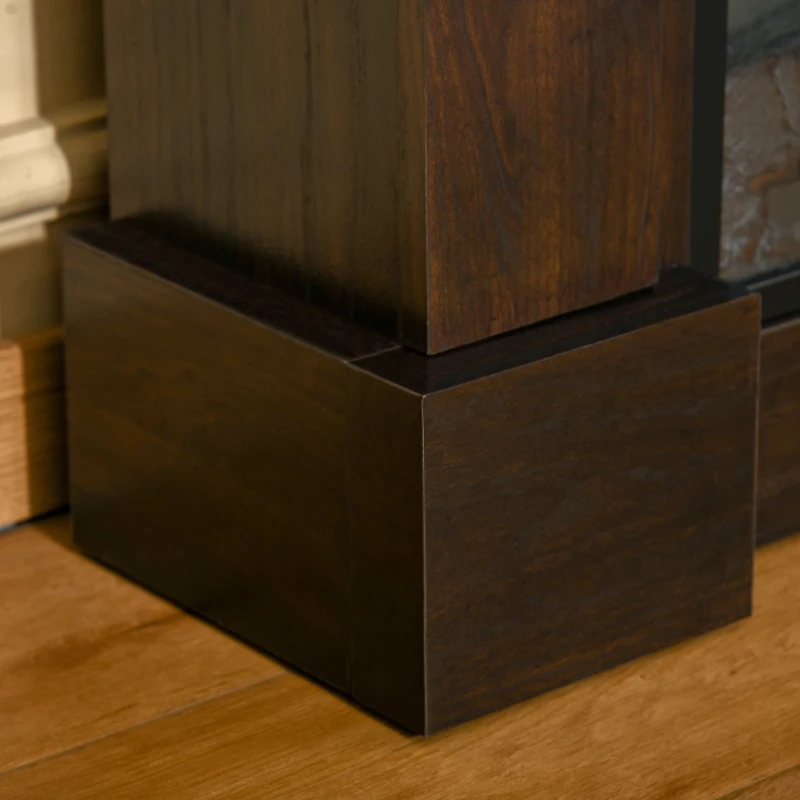 HOMCOM 32" Electric Fireplace with Mantel, Freestanding Heater with LED Log Flame, Overheat Protection and Remote Control, 1400W, Dark Brown