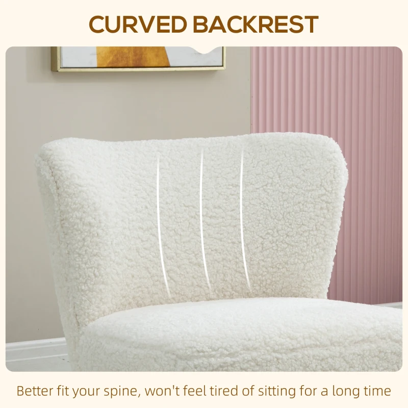 HOMCOM Lounge Chair for Bedroom Living Room Chair with Soft Upholstery and Gold Legs White