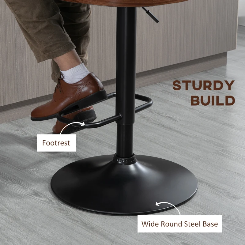 HOMCOM Counter Height Bar Stools Set of 2 with Solid Wood Back, Height Adjustable Swivel Barstools, Button Tufted Linen Fabric Bar Chairs with Footrest, Beige