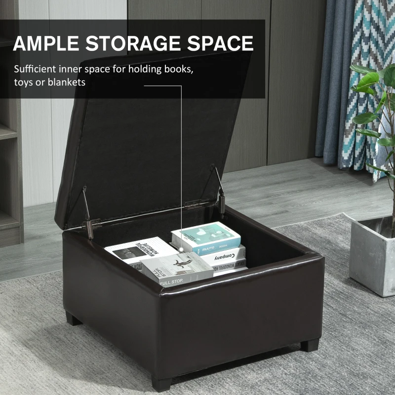 HOMCOM  Faux PU Leather Tufted Storage Ottoman Upholstered Accent Bench Seat Cube Storage Box Footrest Stool