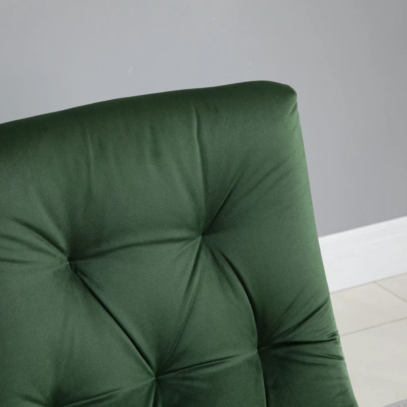 HOMCOM Modern Comfort Style Leisure Accent Chair with X-Shaped Metal Base and Straight Back for Living Room, Dining Room, Office, Green