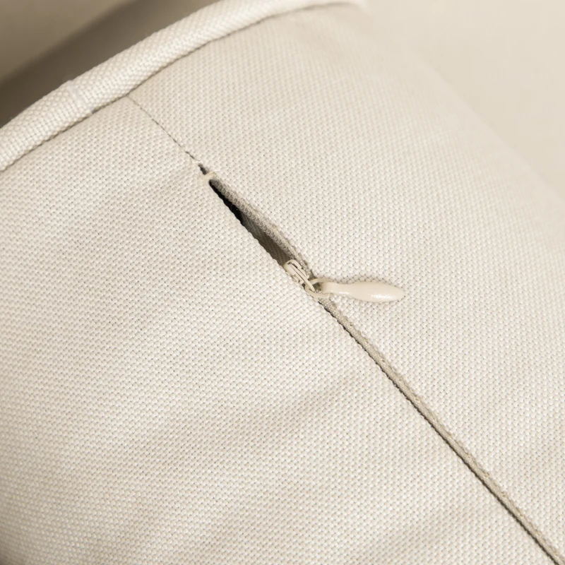 HOMCOM Mid-Century Sofa, Couch with Button-Tufted Back Cushion, Velvet Feel Fabric Upholstery, 2 Cylindrical Pillows and Rubber Wood Legs for Living Room, Cream White