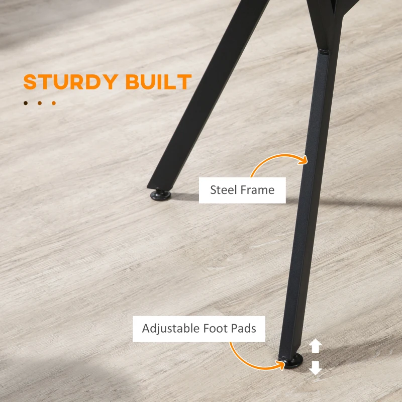 HOMCOM 5 Pieces Diner Tables Industrial Dining Room Sets for 4 People with Round Table Padded Seat and Steel Frame Brown