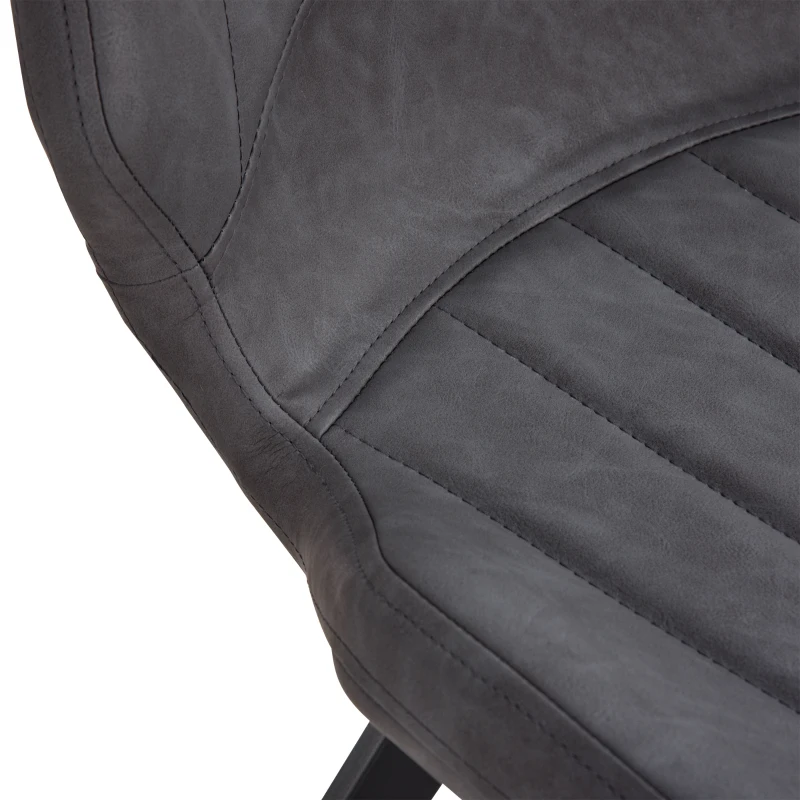 HOMCOM Modern Dining Chairs Set of 2, PU Leather Upholstered Kitchen Chair with Moulded Seats, Metal Frame, Grey