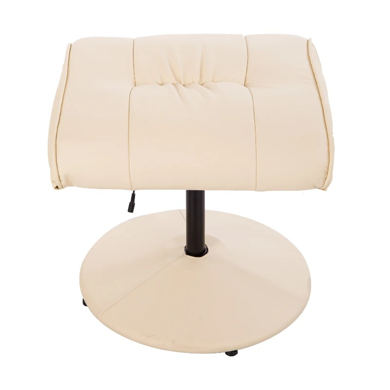 HOMCOM Massage Recliner Ottoman Set Electronic Swivel Armchair with Wrapped Base and Matched Footrest 10 Vibration Modes Beige