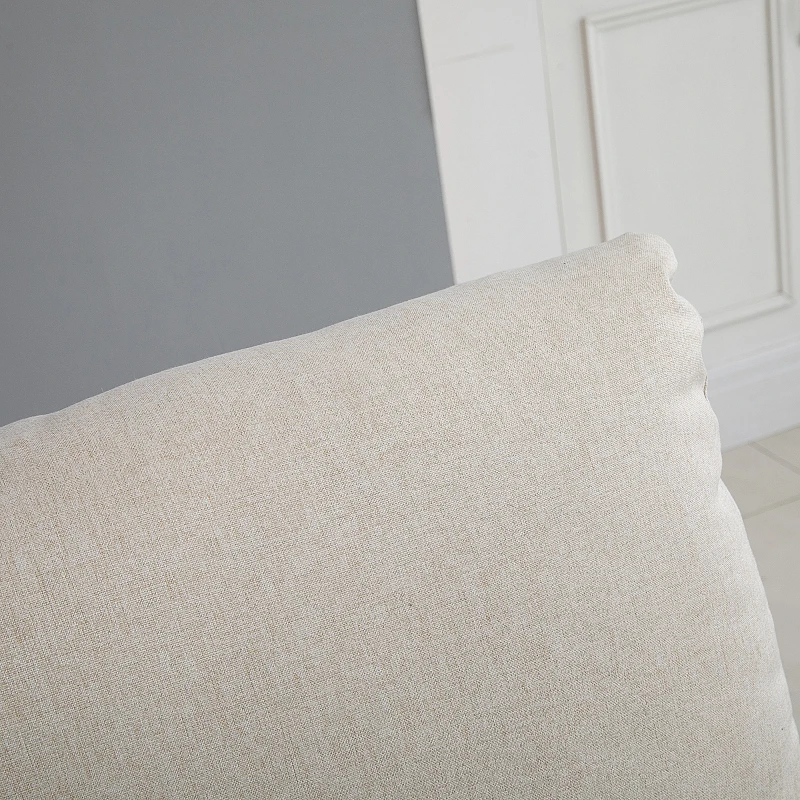 HOMCOM Double Reclining Loveseat, 2 Seater Manual Recliner Chair, Upholstered Reclining Sofa Chair with Footrest and Split Backrest, Beige