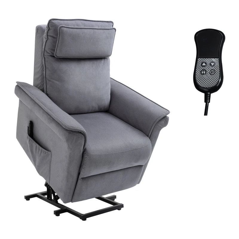 HOMCOM Modern Electric Power Lift Recliner Chair Kneading Massage Sofa Lounge with Headrest, Remote Control & Side Pocket