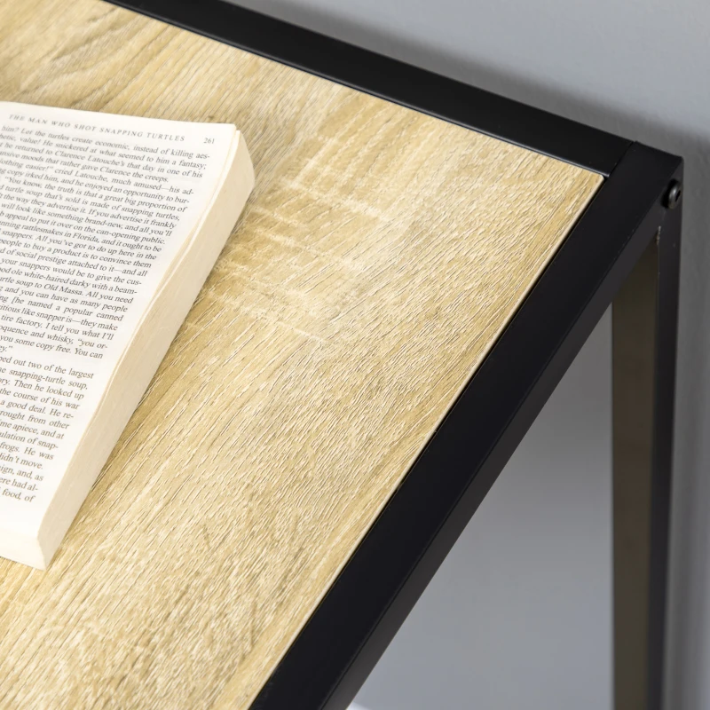 HOMCOM Corner Desk, Computer Writing Desk with Metal Frame for Small Spaces, Home Office, Natural