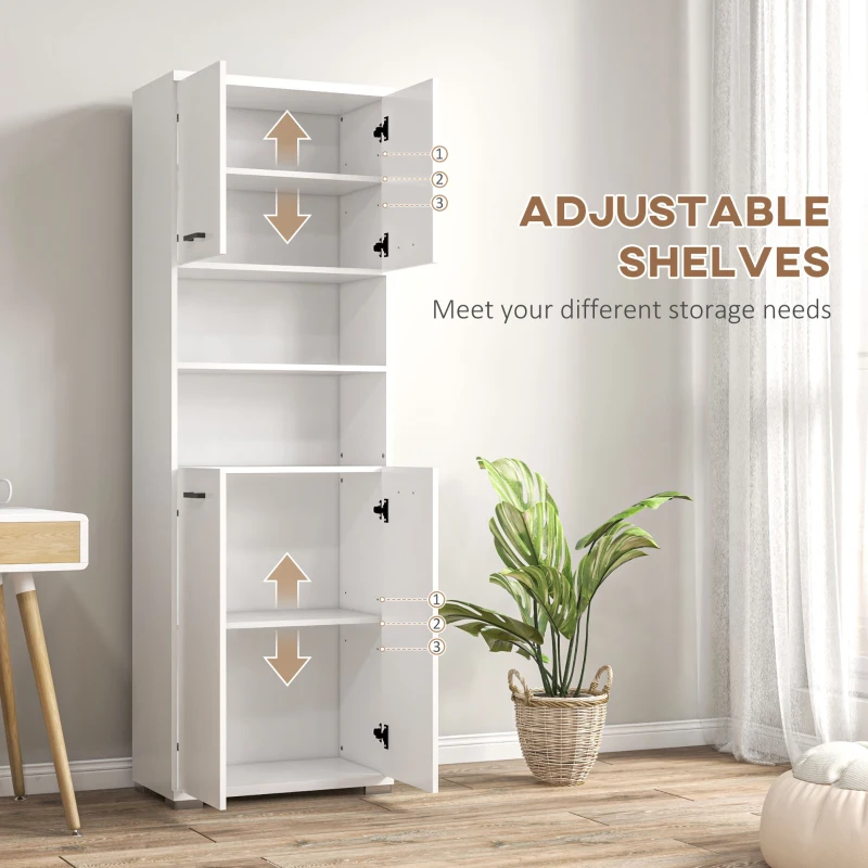 kleankin Bathroom Cabinet, Freestanding Linen Cabinet with Open Shelves and Cupboards, 23.6"x13.2"x72", White