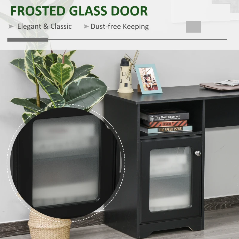 HOMCOM L-Shaped Corner Computer Desk  PC Workstation Student Writing Table with Storage Shelf & Drawers for Home Office