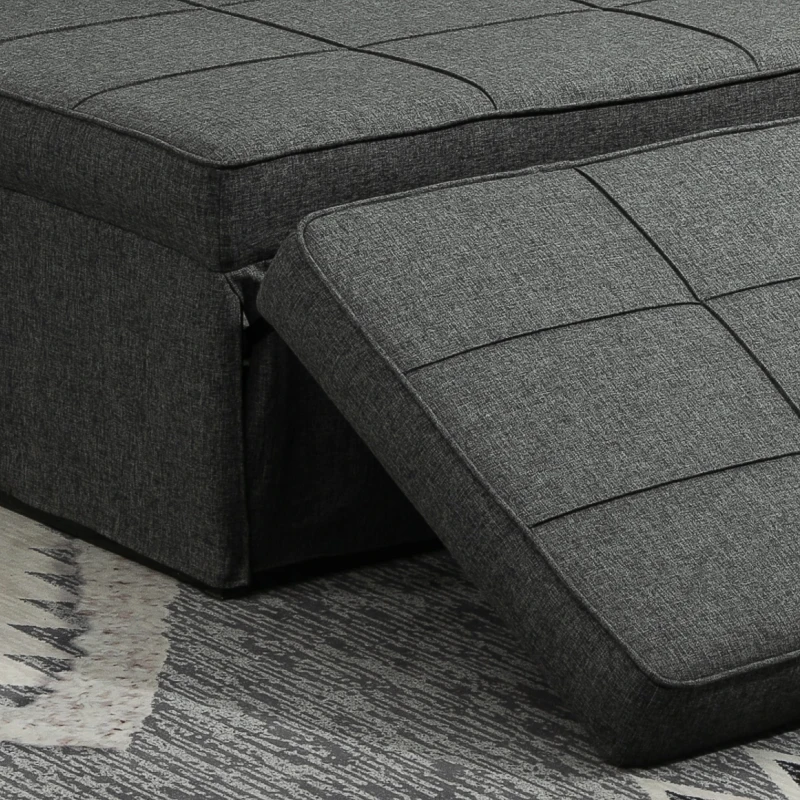 HOMCOM 3-in-1 Convertible Sleeper Sofa Bed Guest Bed Cot Lounge Chair Footstool with 5-Position Backrest Pillow, Linen Grey