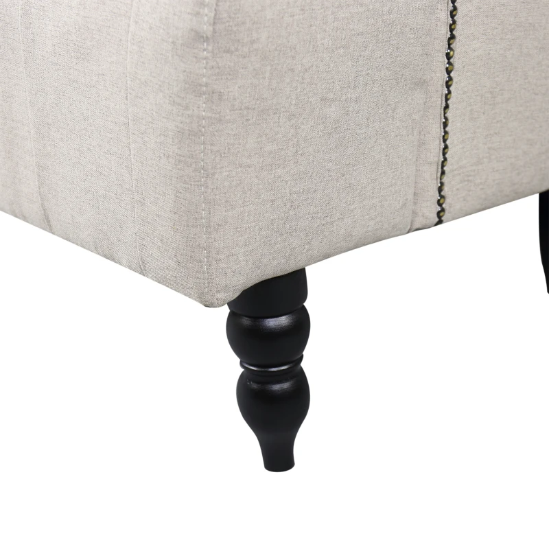 HOMCOM Tall Tufted Wingback Chair Nailhead Living Room Grey